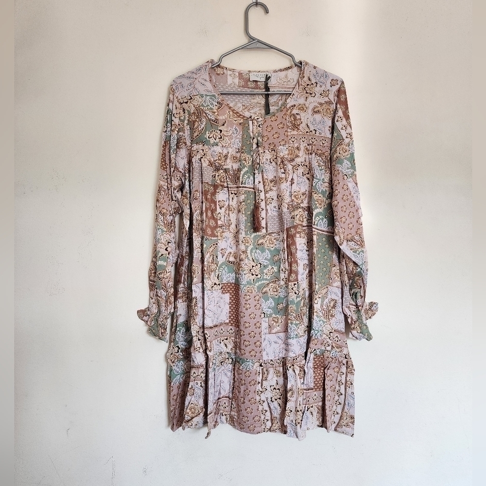 Dress Forum Sage/ Lavender Multi | Patchwork Sewing Boho Dress size Small